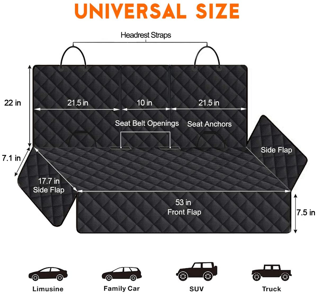 LuxeGuard™ Waterproof Back Seat Cover with Armrest Compatibility