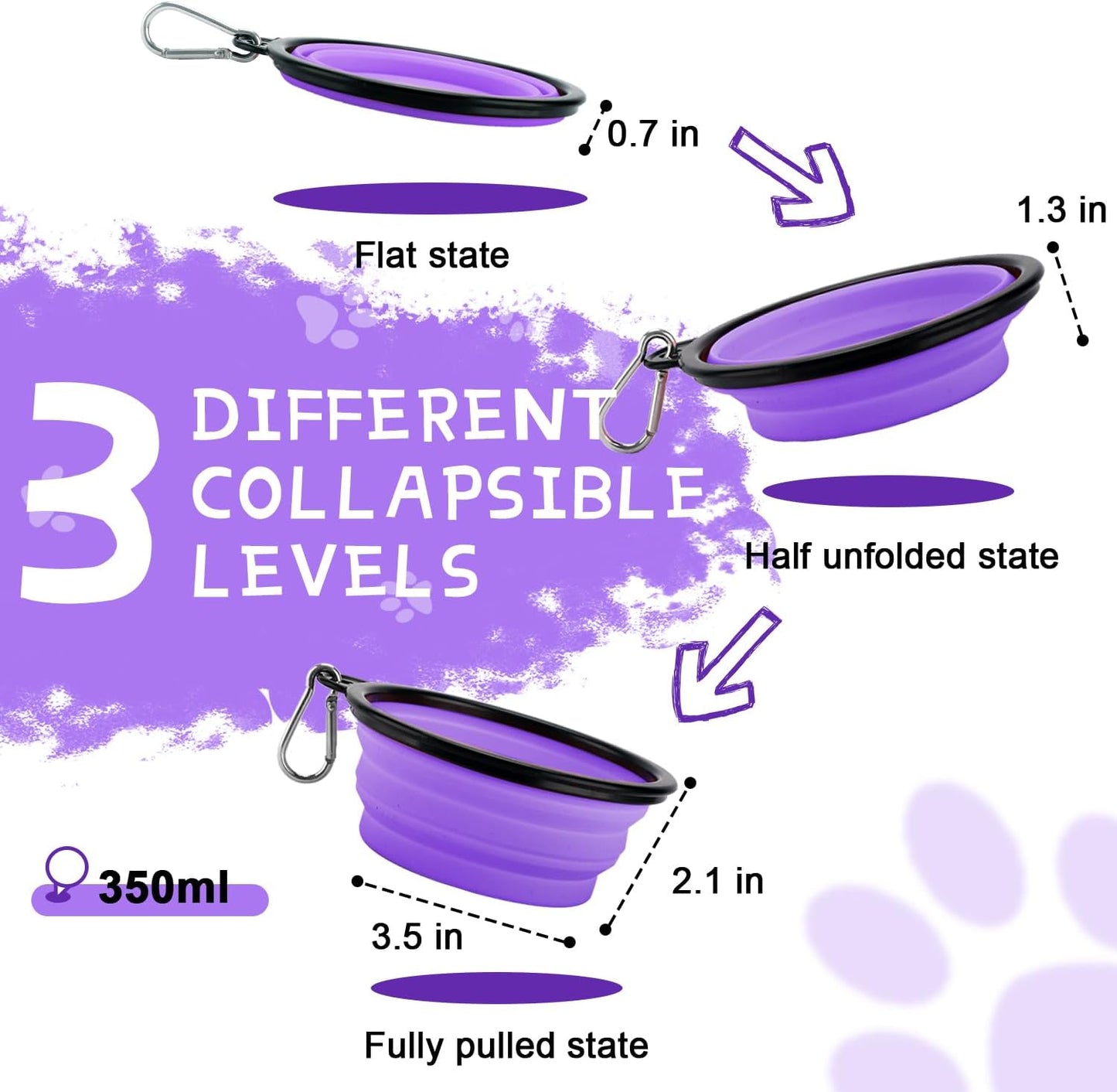 FlexiBowl™ 2-Pack Collapsible Travel Dog Bowls