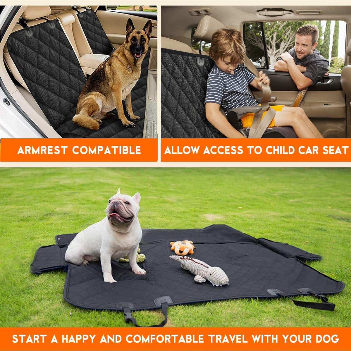 LuxeGuard™ Waterproof Back Seat Cover with Armrest Compatibility
