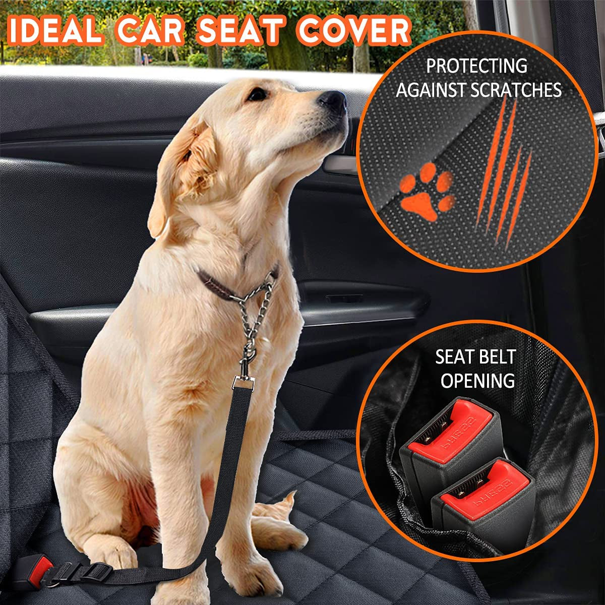 LuxeGuard™ Waterproof Back Seat Cover with Armrest Compatibility