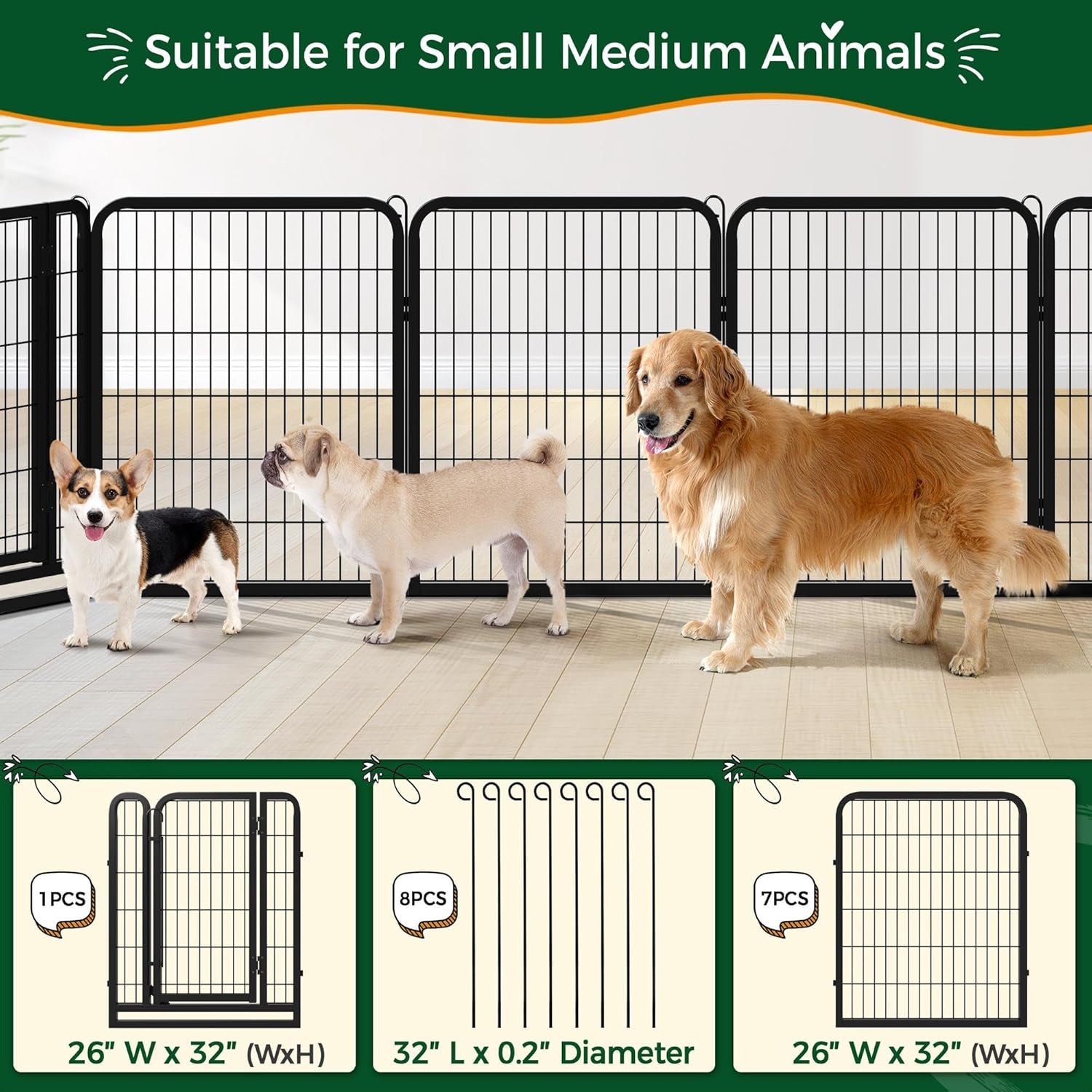 TuffFlex 32" Heavy-Duty Modular Pet Playpen (16 Panels)