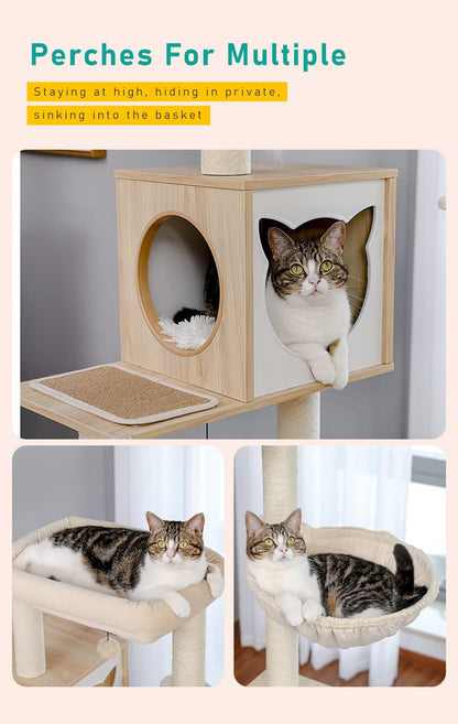 PurrHide Cat Tree with Integrated Litter Box Enclosure