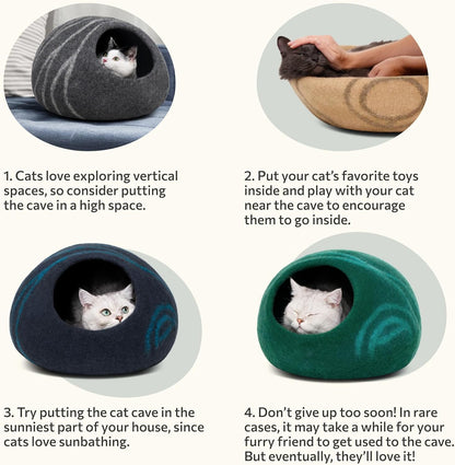 PurrNest Handmade Merino Wool Cat Cave